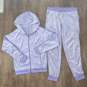 Vintage Juicy Couture Lilac Lavender Velour Tracksuit Jacket and Pants Set